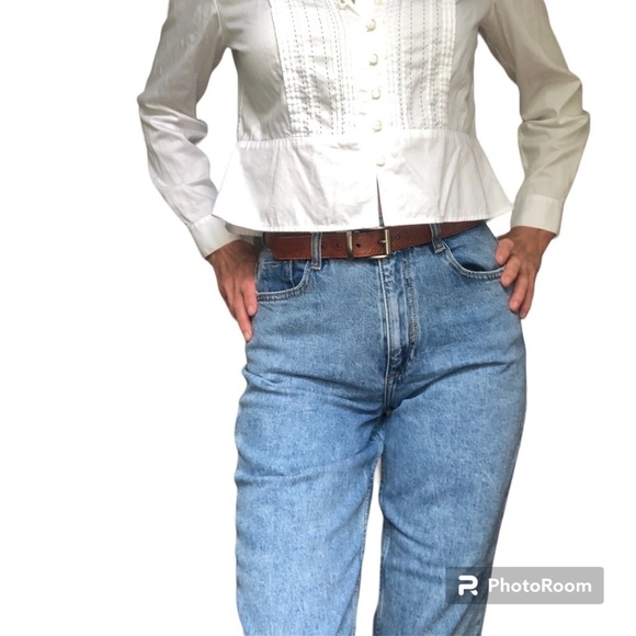 ZARA MOM Wedgie Paper bag taper size 6 12.5” Hi Rise Jeans - Picture 2 of 15